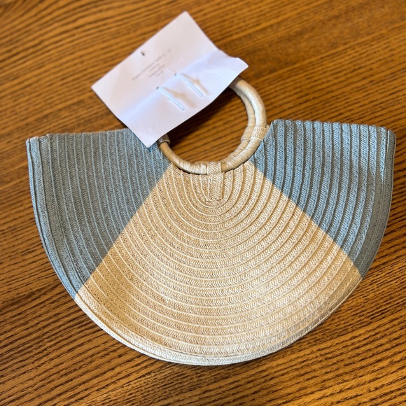 cupcakes & cashmere Kids Two-Tone Woven Bag in Blue and Cream - Picture 4 of 7